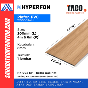 Hyperfon Plafon PVC TACO Serat Kayu Doff Tebal 8mm