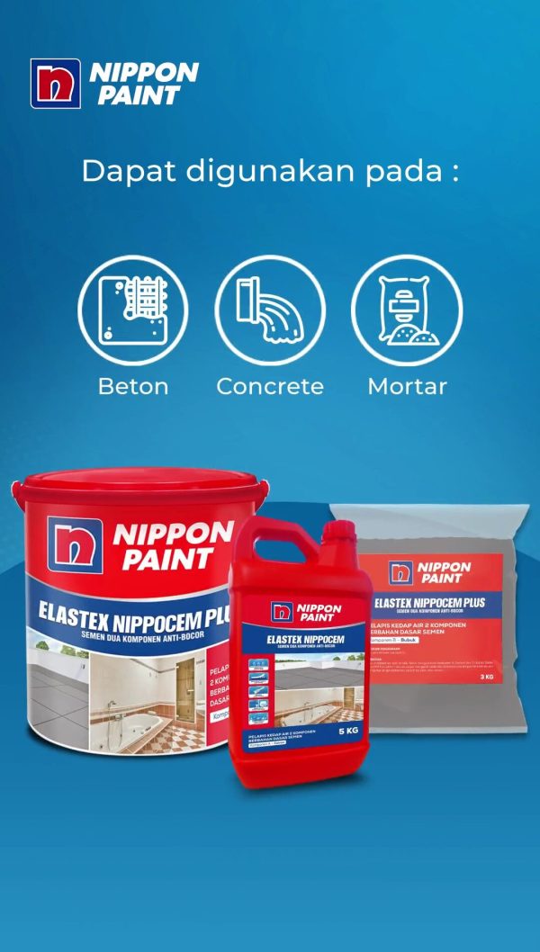 Elastex Nippocem plus semen dua komponen anti bocor 5kg/set Nippon Paint Waterproofing Kualitas